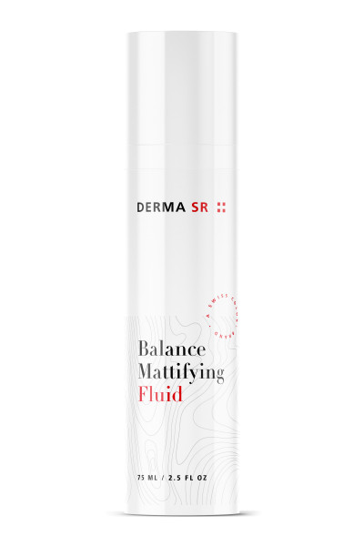 Représentation du Balance Mattifying Fluid de Derma SR dans un flacon-pompe